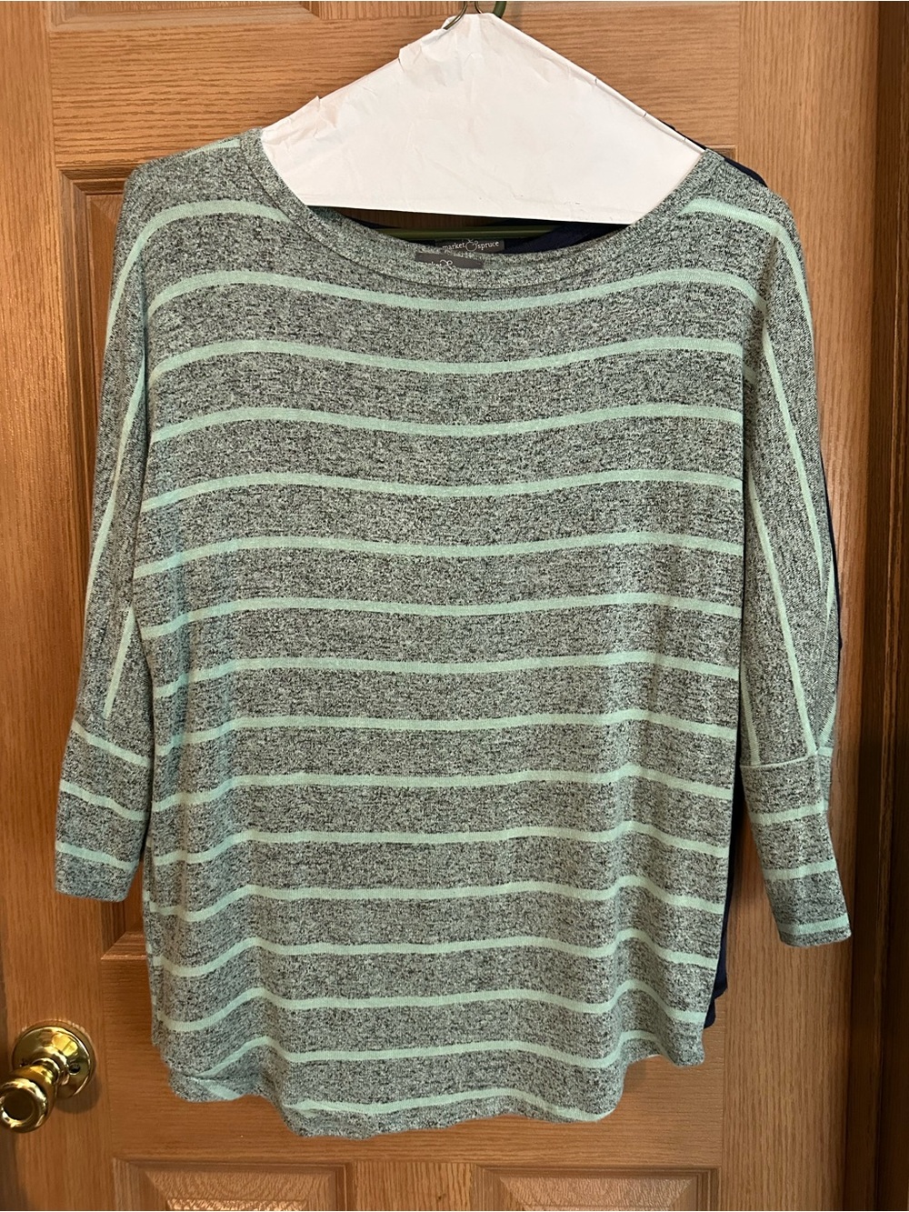 Stitch Fix- Market & Spruce Striped Scoop Neck Sweater in Mint & Gray